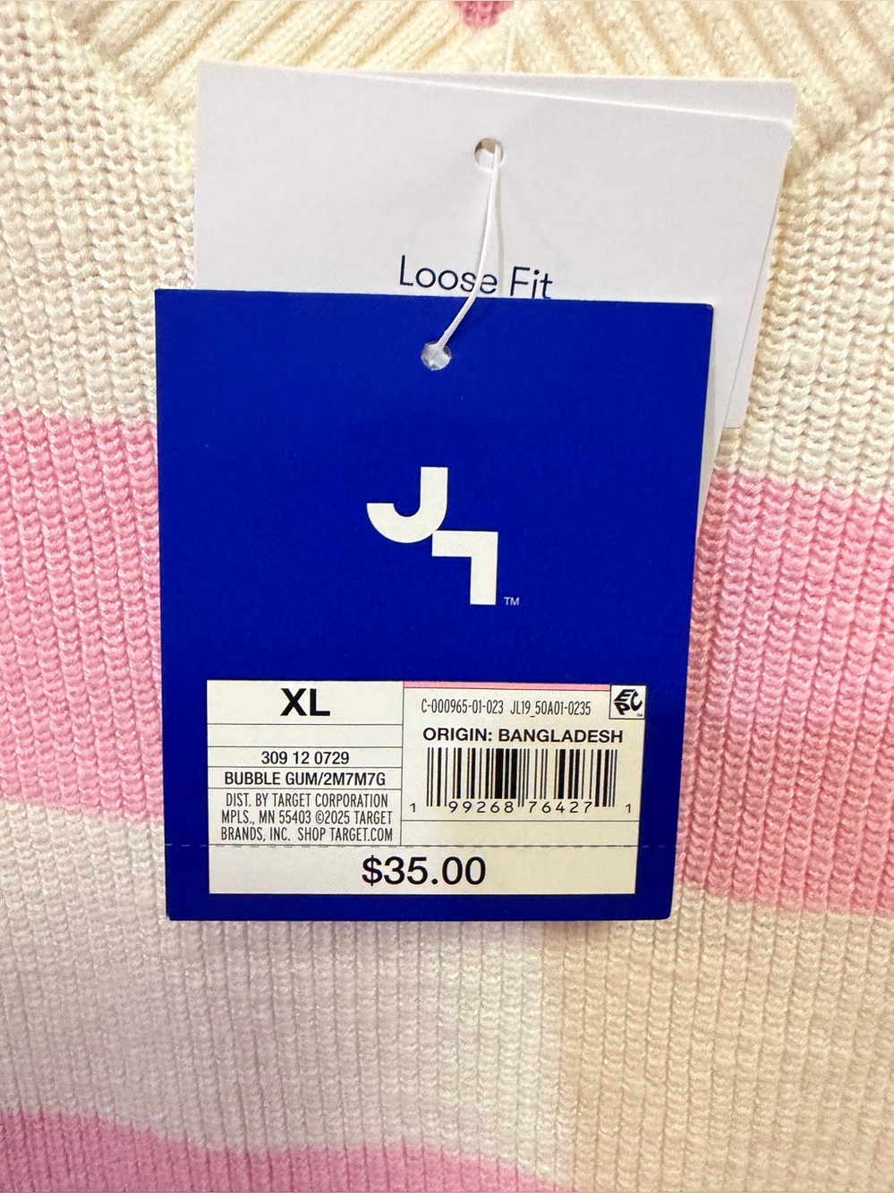 Joylab Pink and Cream Striped Women's Sweater - Picture 5 of 7